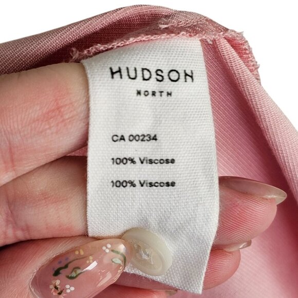 Hudson North Light Pink Ruffle Tie Waist Wrap Dress Puff Sleeve Sz XL - Picture 8 of 9